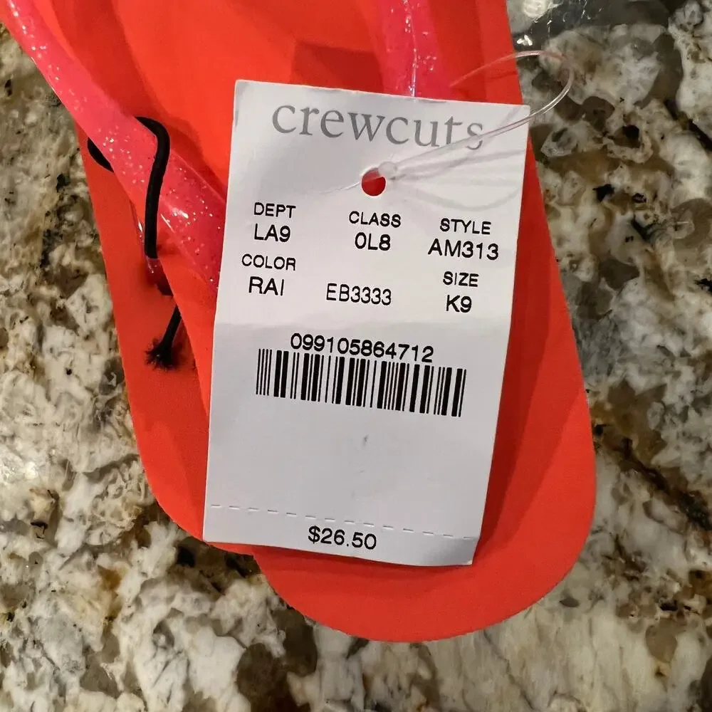 NWT J. Crew Girls' Orange/Purple/Green/Blue Rainbow EVA Flip Flops - SIZE K9